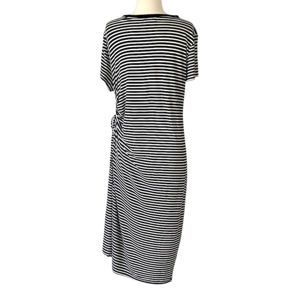 GAP Short Sleeve Striped Ruched Side Midi Dress Size Large - Picture 5 of 9